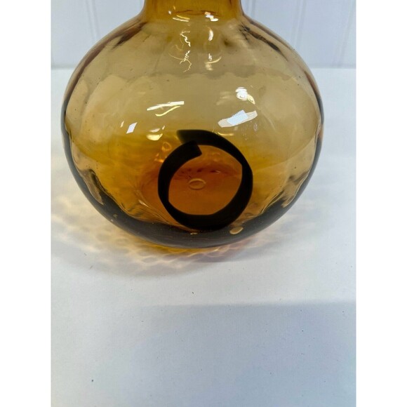MCM QUILTED Glass Amber "vase" With Ruffle Top Edge HAS‎ 2 BUBBLES. SEE PHOTO - Picture 9 of 9